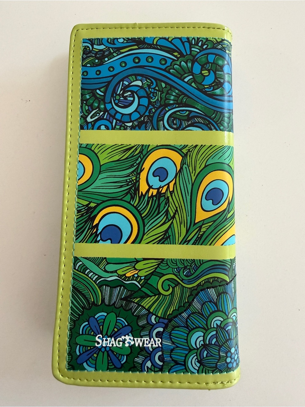 SHAGWEAR Long Wallet Peacock Feather Floral Abstract Pattern Whimsical Artsy